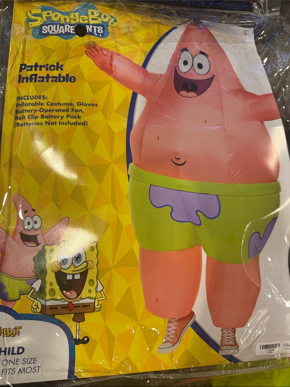 SpongeBob SquarePants Patrick Inflatable Costume - Pink & Lime